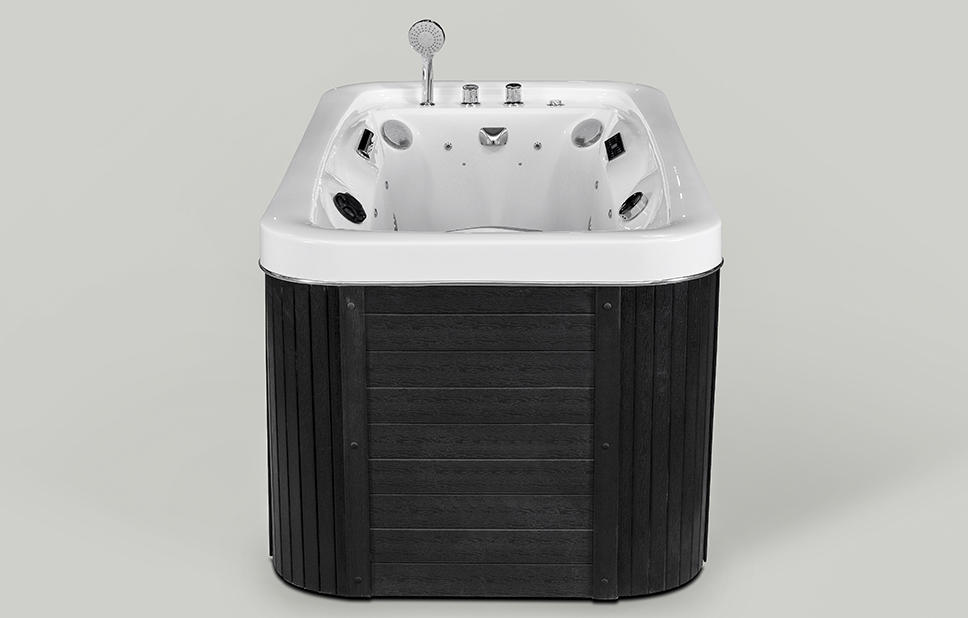 New Design Black Solid Surface Whirlpool Led Light Adult one person Freestanding corner rectangular hot Tub Outdoor spa bathtub BA-831