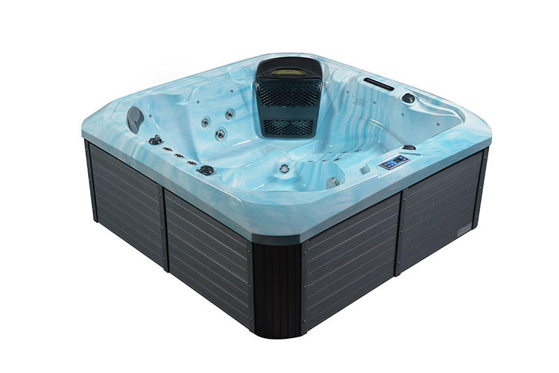 Big Bathtub Hotel LED Jet Massage 6 Person Sided Skirt Bath Outdoor Hot Tub Whirlpool Massage Bath SPA Acrylic Accessory Style BA-835