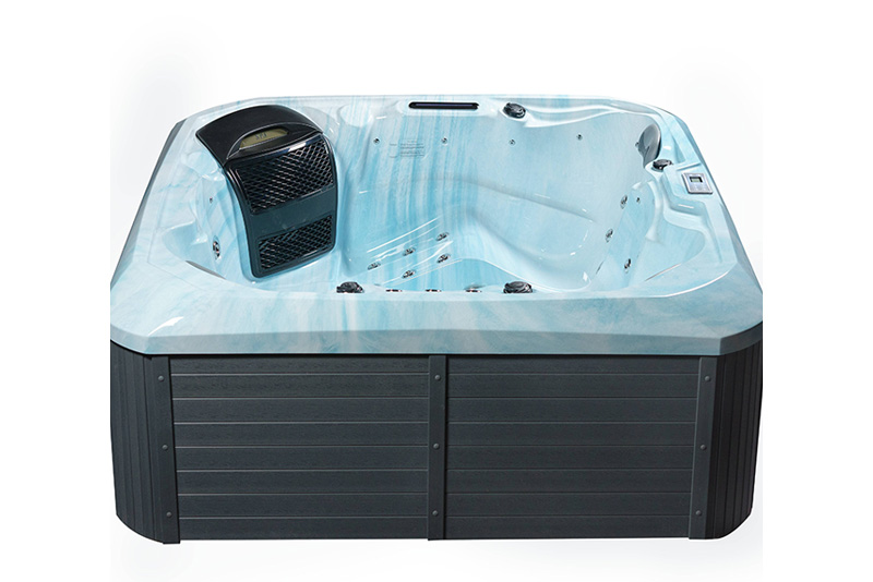 Big Bathtub Hotel LED Jet Massage 6 Person Sided Skirt Bath Outdoor Hot Tub Whirlpool Massage Bath SPA Acrylic Accessory Style BA-835