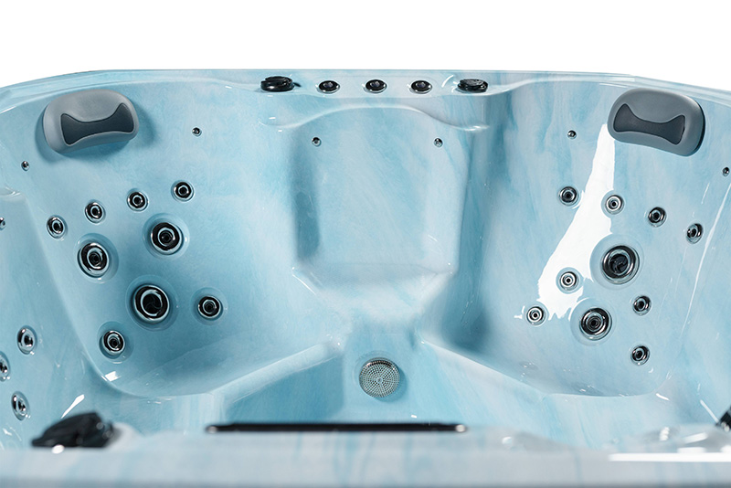 Big Bathtub Hotel LED Jet Massage 6 Person Sided Skirt Bath Outdoor Hot Tub Whirlpool Massage Bath SPA Acrylic Accessory Style BA-835