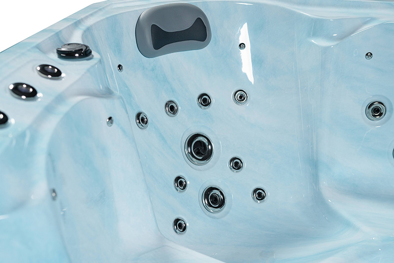 Big Bathtub Hotel LED Jet Massage 6 Person Sided Skirt Bath Outdoor Hot Tub Whirlpool Massage Bath SPA Acrylic Accessory Style BA-835